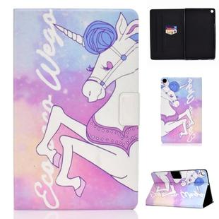 Electric Pressed Left Right Flat Feather Case with Sleep Function Pen Cover & Card Slot & Holder(Pink Horse)