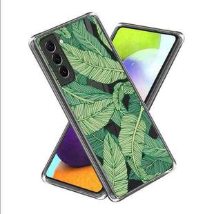 For Samsung Galaxy S23 5G Colored Drawing Clear TPU Phone Protective Case(Green Leaves)