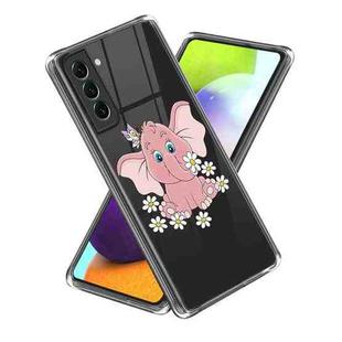 For Samsung Galaxy S23 5G Colored Drawing Clear TPU Phone Protective Case(Pink Elephant)