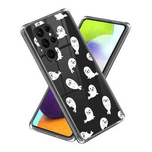 For Samsung Galaxy S23 Ultra 5G Colored Drawing Clear TPU Phone Protective Case(White Seal)