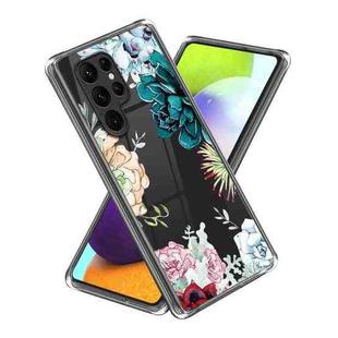 For Samsung Galaxy S23 Ultra 5G Colored Drawing Clear TPU Phone Protective Case(Mirror Floral)