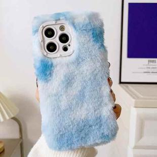 For iPhone 14 Gradient Color Plush TPU Phone Case(Blue)