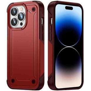 For iPhone 14 Pro 2 in 1 Soft TPU Hard PC Phone Case(Red Rose Red)