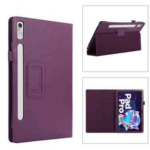 For Lenovo Tab P11 Pro Gen 2 Litchi Texture Leather Tablet Case with Holder(Purple)