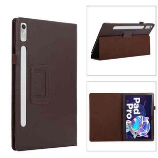 For Lenovo Tab P11 Pro Gen 2 Litchi Texture Leather Tablet Case with Holder(Brown)