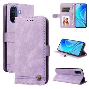 For Huawei nova Y70 / Y70 Plus / Enjoy 50 Skin Feel Life Tree Metal Button Leather Phone Case(Purple)