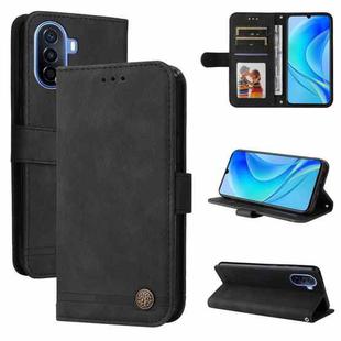 For Huawei nova Y70 / Y70 Plus / Enjoy 50 Skin Feel Life Tree Metal Button Leather Phone Case(Black)