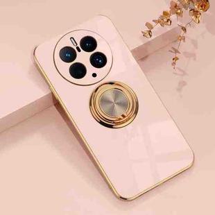 For Huawei Mate 50 Pro 6D Electroplating Ring Phone Case(Light Pink)