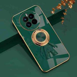 For Huawei Mate 50 Plating Astronaut Ring Kickstand Phone Case(Night Green)