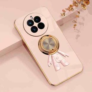 For Huawei Mate 50 Plating Astronaut Ring Kickstand Phone Case(Light Pink)