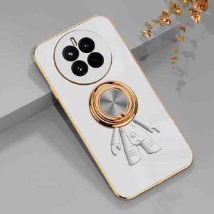 For Huawei Mate 50 Plating Astronaut Ring Kickstand Phone Case(White)