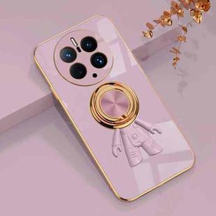 For Huawei Mate 50 Pro Plating Astronaut Ring Kickstand Phone Case(Light Purple)