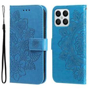 For Honor X8 5G / X6 7-petal Flowers Embossing Leather Phone Case(Blue)