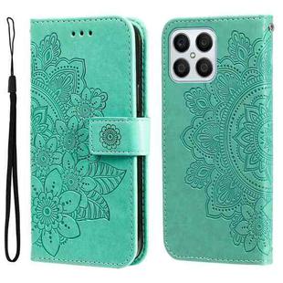 For Honor X8 5G / X6 7-petal Flowers Embossing Leather Phone Case(Green)