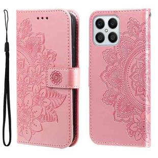 For Honor X8 5G / X6 7-petal Flowers Embossing Leather Phone Case(Rose Gold)