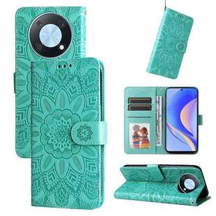 For Huawei nova Y90 / Enjoy 50 Pro Embossed Sunflower Leather Phone Case(Green)
