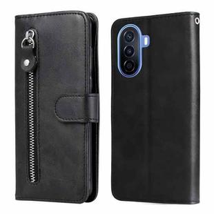 For Huawei nova Y70 / Y70 Plus/ Enjoy 50 Calf Texture Zipper Leather Phone Case(Black)