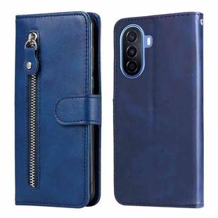 For Huawei nova Y70 / Y70 Plus/ Enjoy 50 Calf Texture Zipper Leather Phone Case(Blue)