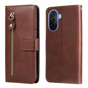 For Huawei nova Y70 / Y70 Plus/ Enjoy 50 Calf Texture Zipper Leather Phone Case(Brown)