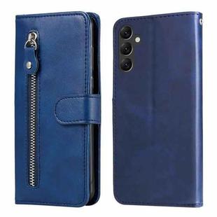 For Samsung Galaxy A14 5G Calf Texture Zipper Leather Phone Case(Blue)