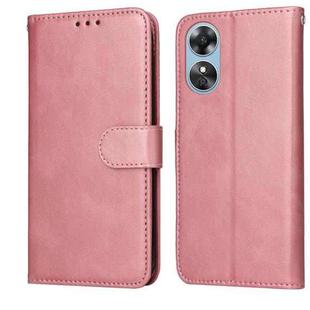 For OPPO A17 Classic Calf Texture Flip Leather Phone Case(Rose Gold)