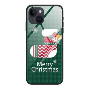 For iPhone 14 Plus Christmas Glass Phone Case(Christmas Socks)