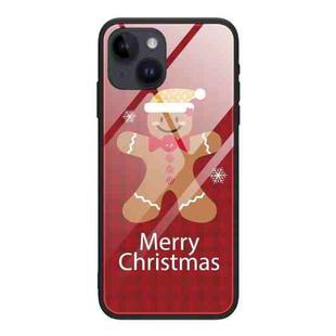 For iPhone 14 Plus Christmas Glass Phone Case(Brown Toy Bear)