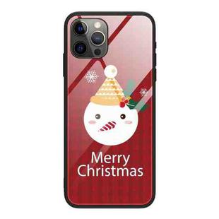 For iPhone 14 Pro Max Christmas Glass Phone Case(Snowman)