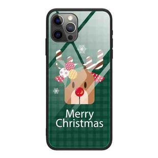 For iPhone 12 / 12 Pro Christmas Glass Phone Case(Deer Head)
