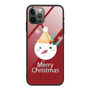 For iPhone 12 Pro Max Christmas Glass Phone Case(Snowman)
