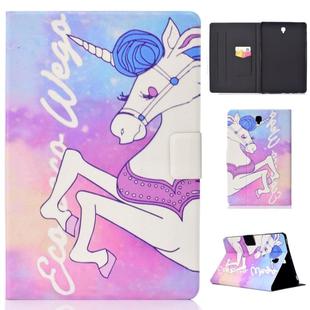 Electric Horizontal Flat Painted Leather Case with Pen Cover & Card Slot & Holder(Pink Horse)