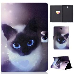 Electric Horizontal Flat Painted Leather Case with Pen Cover & Card Slot & Holder(Blue Eyed Cat)