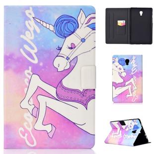 Electric Horizontal Flat Painted Leather Case with Pen Cover & Card Slot & Holder(Pink Horse)