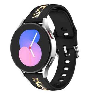 For Samsung Galaxy Watch 5 40mm / 44mm Vertical Grain Printing Silicone Watch Band(Black Leopard Print)