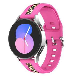 For Samsung Galaxy Watch 5 Pro 45mm Vertical Grain Printing Silicone Watch Band(Rose Red Leopard Print)