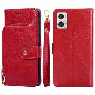 For Motorola Moto E22/E22i Zipper Bag Flip Leather Phone Case(Red)