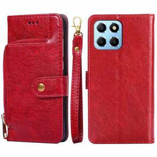 For Honor X8 5G/X6 Zipper Bag Flip Leather Phone Case(Red)