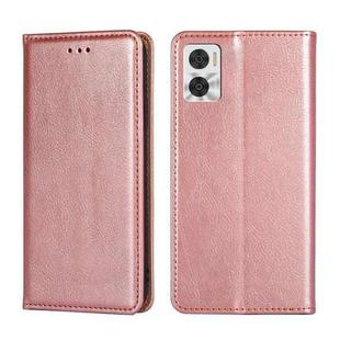 For Motorola Moto E22/E22i Gloss Oil Solid Color Magnetic Leather Phone Case(Rose Gold)