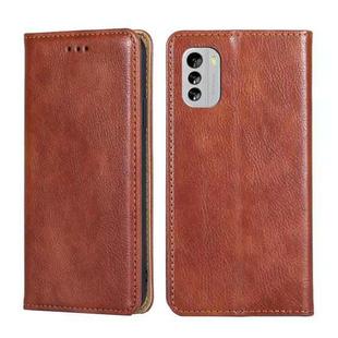 For Nokia G60 5G Gloss Oil Solid Color Magnetic Leather Phone Case(Brown)