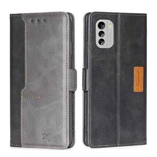 For Nokia G60 5G Contrast Color Side Buckle Leather Phone Case(Black+Grey)