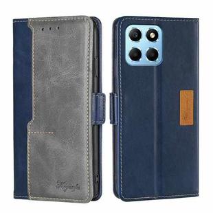 For Honor X8 5G/X6 Contrast Color Side Buckle Leather Phone Case(Blue+Grey)