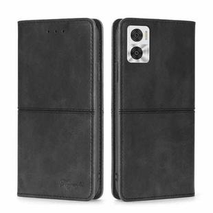 For Motorola Moto E22/E22i Cow Texture Magnetic Horizontal Flip Leather Phone Case(Black)