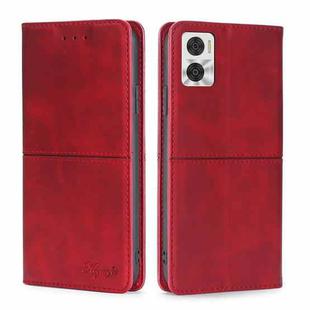 For Motorola Moto E22/E22i Cow Texture Magnetic Horizontal Flip Leather Phone Case(Red)