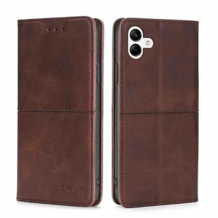 For Samsung Galaxy A04 Cow Texture Magnetic Horizontal Flip Leather Phone Case(Dark Brown)
