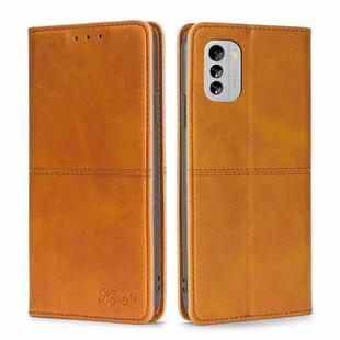 For Nokia G60 5G Cow Texture Magnetic Horizontal Flip Leather Phone Case(Light Brown)
