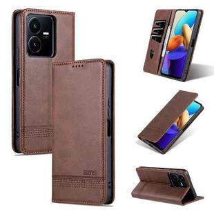 For vivo Y22/Y22s/Y35 4G Magnetic Calf Texture Leather Phone Case(Dark Brown)