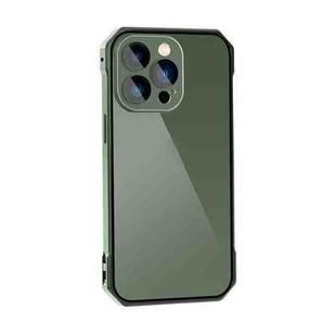For iPhone 13 Pro Lens Protector Adsorption Lock Phone Case(Green)