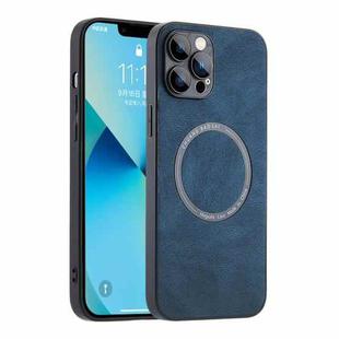 For iPhone 12 Pro Magsafe Leather Texture Phone Case(Blue)