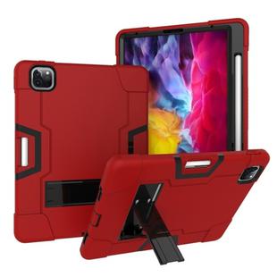 For iPad Pro 11 inch 2021 / 2020 Contrast Color Robot Shockproof Silicon + PC Protective Tablet Case with Holder & Pen Slot(Red + Black)