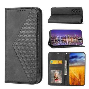 For Samsung Galaxy A33 5G Cubic Grid Calf Texture Magnetic Closure Leather Phone Case(Black)